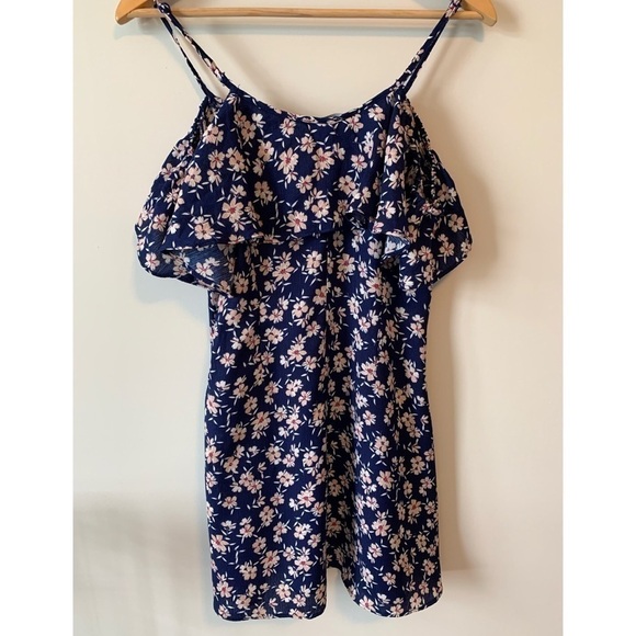 Lulu’s Off the Shoulder Blue & Pink Floral Skater Dress Size Small - Picture 2 of 15